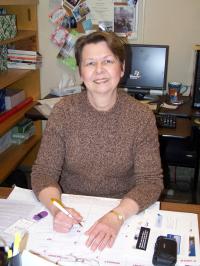 barb shank at her desk