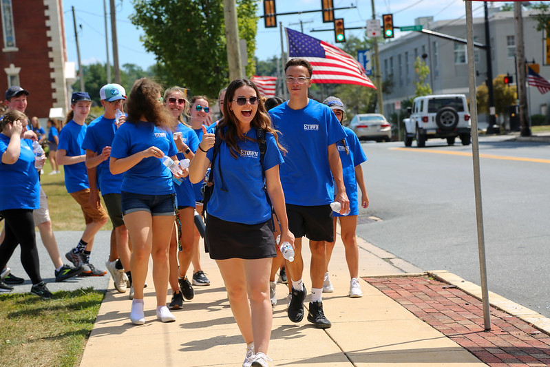 students in first year walk