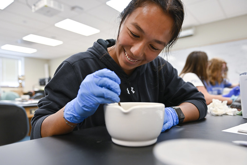 student working in lab