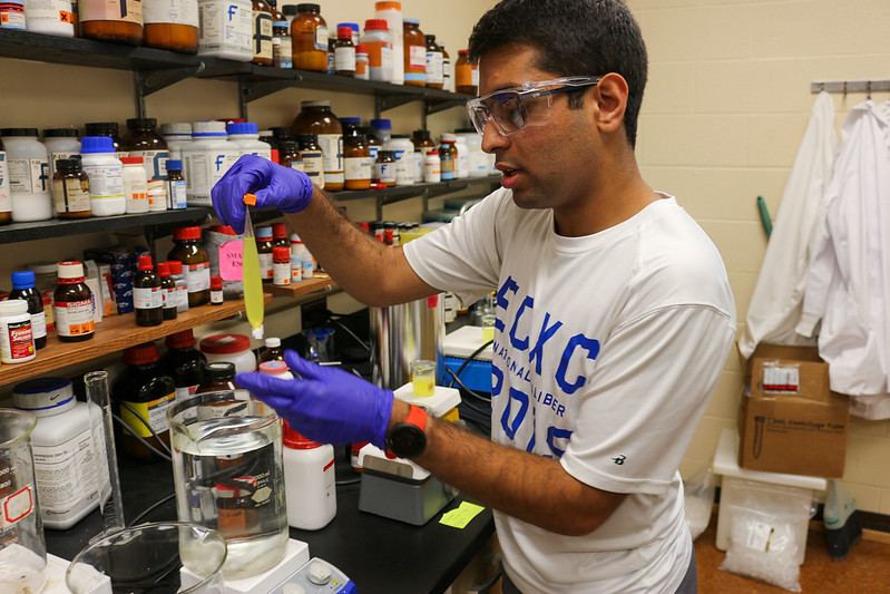 student working in lab