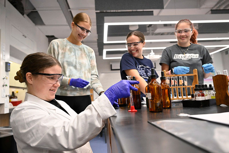 students working in lab