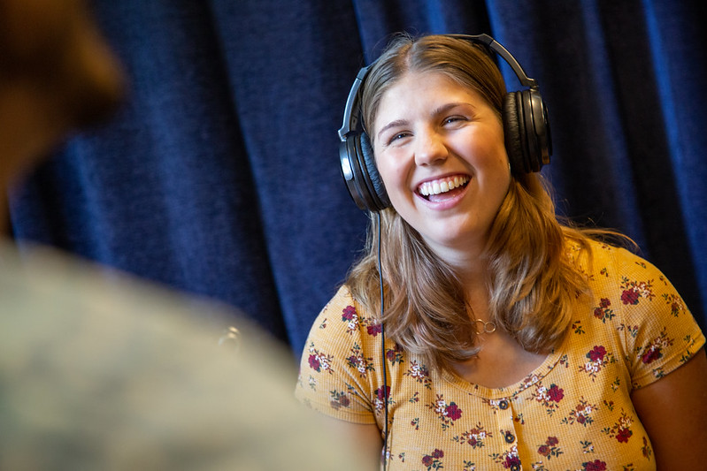 girl with headphones