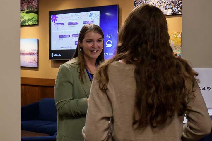 students talking