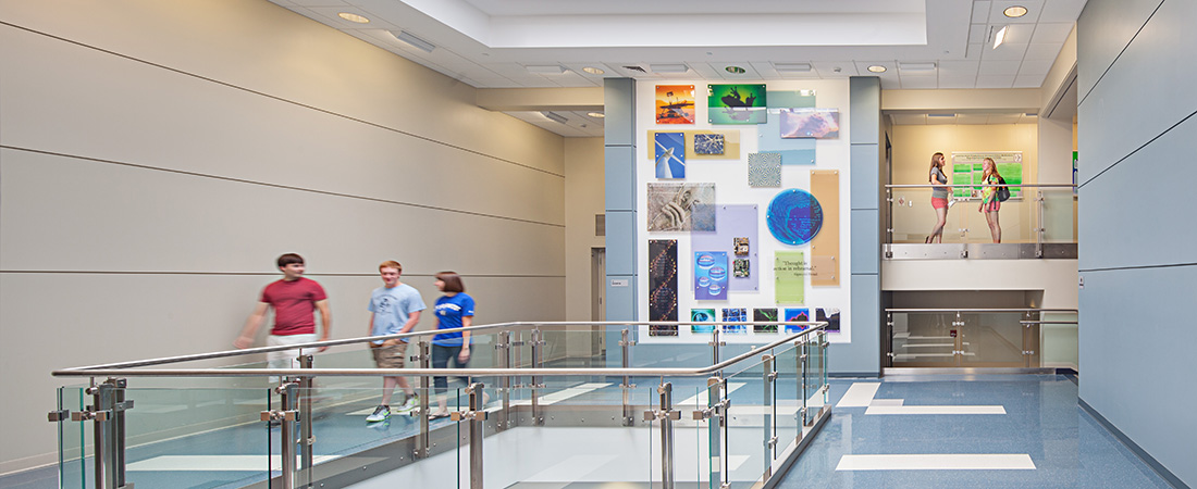 students in Masters Atrium