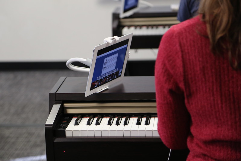 music student at piano