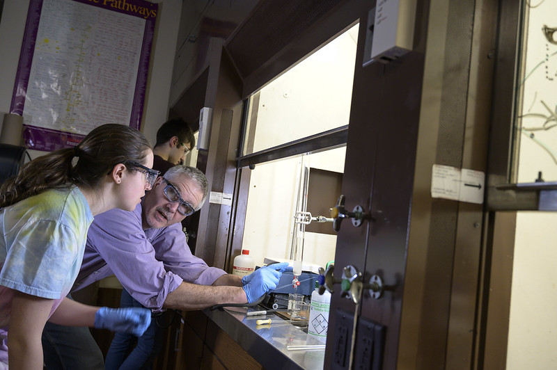 student in lab