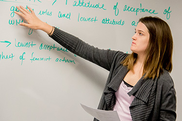student presenting