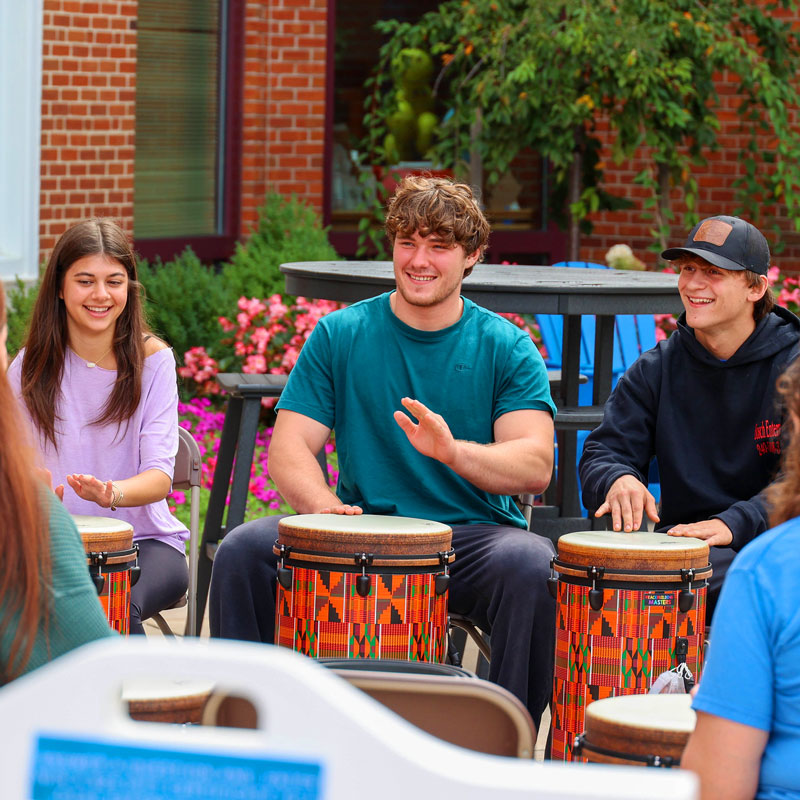 students singing