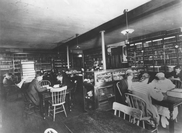 1930s view of library in rider hall