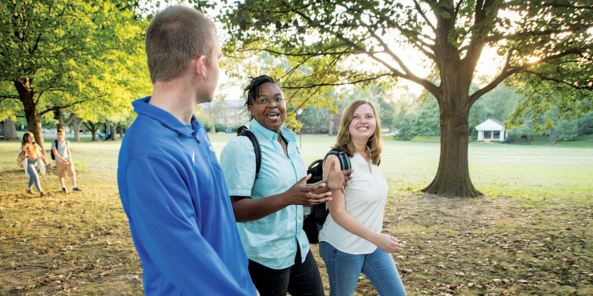 Students walking
