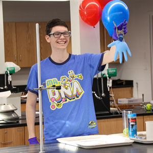 student doing experiment