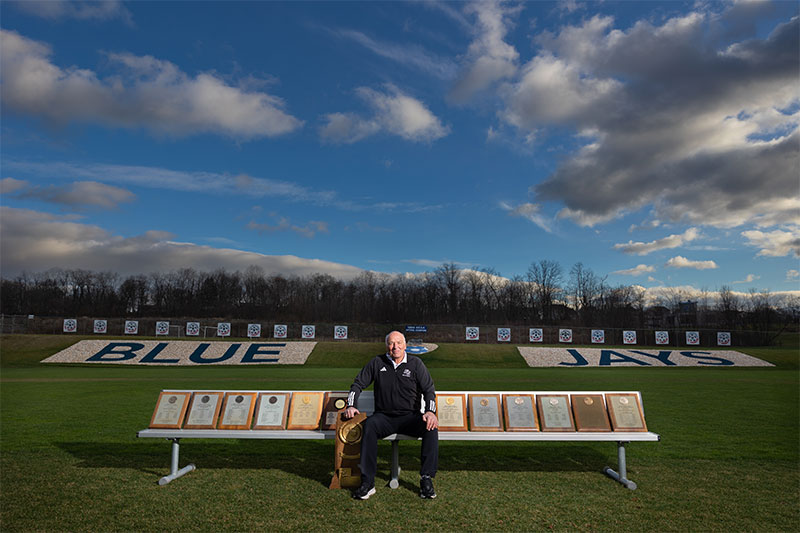 skip sitting on bench