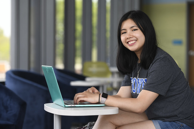 Student working on her computer