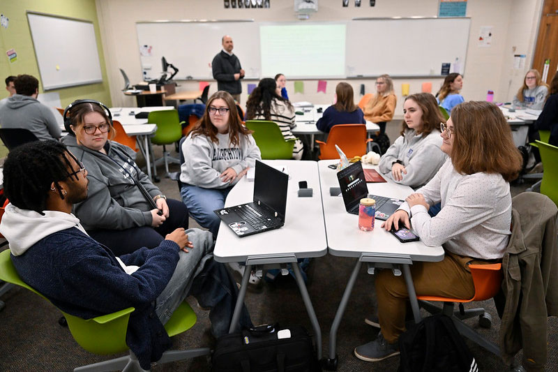 student in tv studio